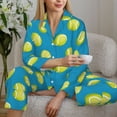 thumbnail image 5 of KLL Ball Tennis Print Women's Long Sleeve Pajamas with Pants Sleepwear Loungewear 2 Set-X-Large, 5 of 7