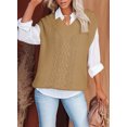 thumbnail image 3 of Chase Secret Sleeveless Sweater Vest for Women Oversized V Neck Solid Color Cable Knit Pullover Tops, 3 of 5