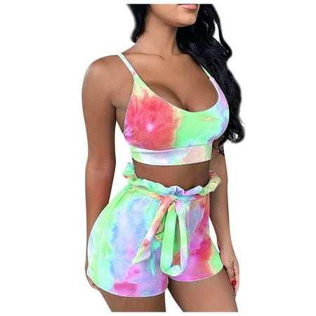 

HSMQHJWE Pajamas For Women Shorts Suit Bathing Suit Shorts Home Sets Wear Sleep Tops+Pants Wear Women Fashion Casual Set Lounge Women Suits & Sets Bandeau Bathing Suit Top