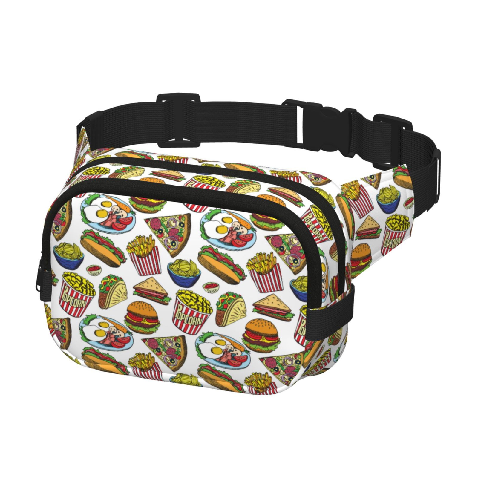 Kdxio Hot Dog With One Sausage Crossbody Double Layer Waist Bag Belt Bag for Unisex Fanny Pack Fashion Waist Packs for Hiking Running Shopping Traveling