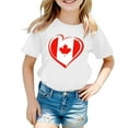 thumbnail image 4 of Gbsyewxs Childrens Shirts Crew Neck Short Sleeve Canada Flag Heart Print Soft Summer Toddler Girls Outfits White Size 8-9 Years, 4 of 4