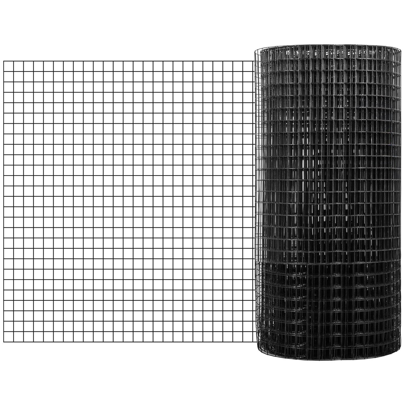 1"x1" Mesh 16 Gauge Vinyl Coated Hardware Cloth, 36"x50' Roll with Cutting Tool & Gloves, Durable Garden Fence, Black