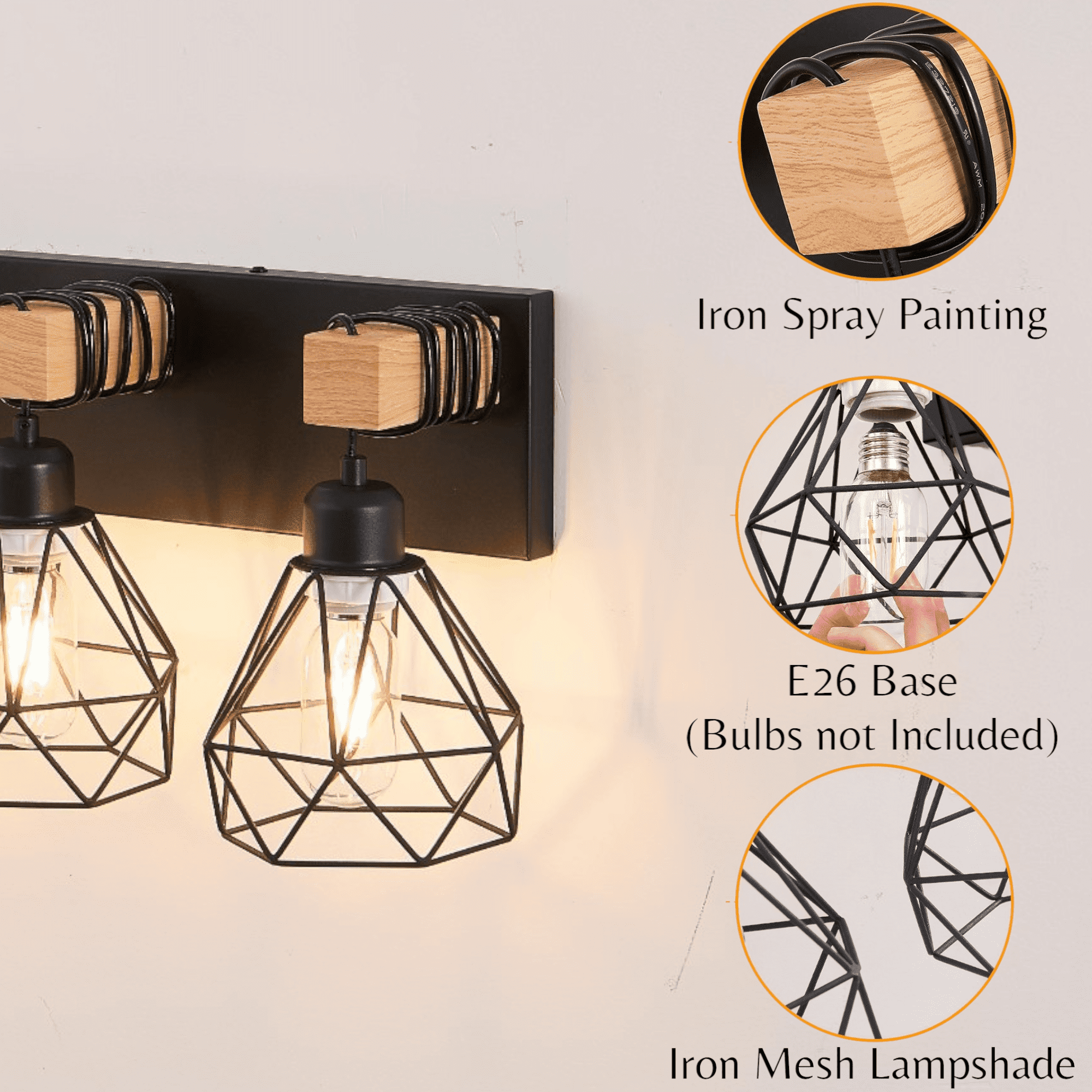 JESTOP Farmhouse Bathroom Vanity Light with 4/5/6 Lights for Bathroom, Hallway (Bulb Not Included)