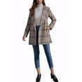 thumbnail image 2 of INSPIRE CHIC Women's Plaid Shawl Collar Belted Wrap Winter Coat XL Khaki Houndstooth, 2 of 6