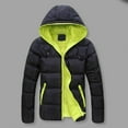 thumbnail image 4 of Lohuatrd Men Winter Contrast Color Padded Jacket Hooded Drawstring Long Sleeve Pockets Zipper Placket Slim Thickened Warm Coat, 4 of 8