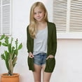 thumbnail image 2 of Breezora Girls Lightweight Open Front Cardigan Long Sleeve V Neck with Pockets Versatile Seasonal Layering Top 120 Size Blackish Green, 2 of 6