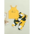 thumbnail image 2 of Blotona Toddler Kids Girls 2 Pieces Outfit Sleeveless Letter Print Sling Tank Tops + Camouflage Trousers Summer Set, 2 of 9