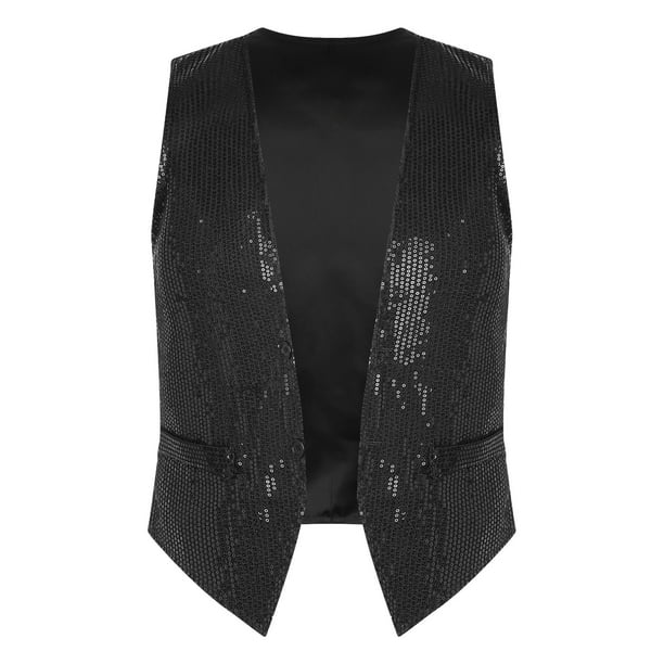 DPOIS Men's Sequins Vest Shiny Party Stylish Suit Vest