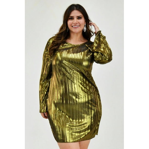 Vestido plisado de fiesta Roman Fashion /Tallas Extras, 1200 (Dorado) dorado 42 Roman Fashion V-ST-1200-DORADO