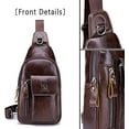 thumbnail image 2 of BULLCAPTAIN Bolso Cruzado de Cuero Genuino para Hombre, Mochila Cruzada con Correa Ajustable, Cierre de Zíper., Marrón Café, 2 of 7