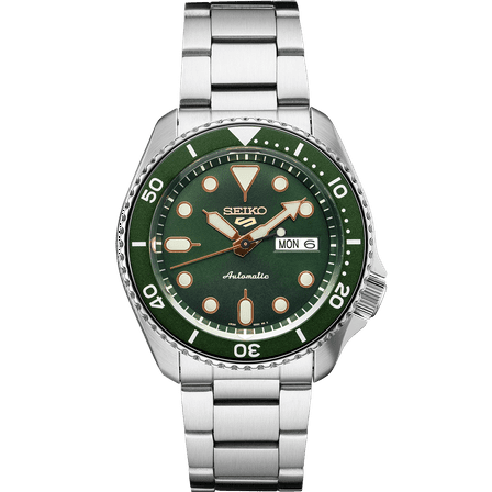 Seiko 5 Sports SRPD63 Dark Green Stainless Steel Day Date Automatic Men's Watch