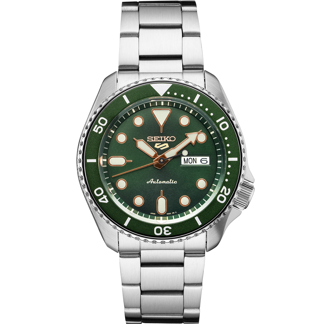 Seiko 5 Sports SRPD63 Dark Green Stainless Steel Day Date Automatic Men&#039;s Watch - image 1 of 3