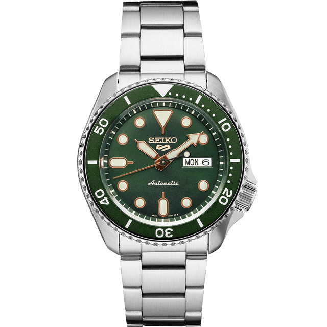 Seiko 5 Sports SRPD63 Dark Green Stainless Steel Day Date Automatic Men&#039;s Watch