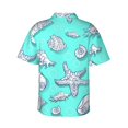 thumbnail image 3 of Balery Seashell And Starfish Print Men's Hawaiian Shirts Short Sleeve Beach Shirt Relaxed Fit Vacation Button Down Shirts-3X-Large, 3 of 9