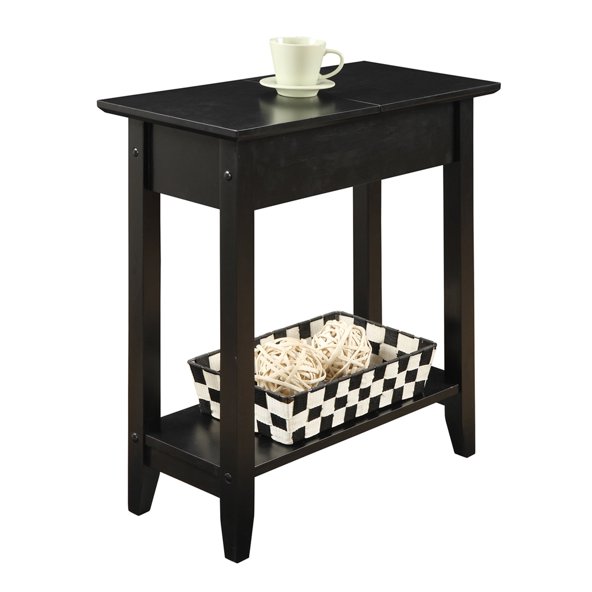 Convenience Concepts American Heritage 24 in. Tall Flip Top End Table, Black