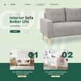 thumbnail image 6 of Vineego Modern Sleek Terry Cloth Compact Loveseat, Grey, 6 of 7