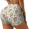 thumbnail image 2 of Xecao Rose Flowers Print Workout Shorts for Women Soft Smooth Gym Yoga Scrunch Active Tennis Workout Running Shorts, 2 of 9