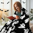 thumbnail image 3 of Spooky Blanket Halloween Throw Blankets Gift for Girls Boys, Black and White Ghost Blanket Plush Soft Fleece Flannel for Toddler Kids Adults Lap Chair Halloween Decor 50"X40", 3 of 6