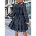 thumbnail image 4 of Womens Long Sleeve Fall Dresses 2025 Button Up Waist with Belt A-Line Mini Dress Casual Fall Winter Dress Navy Blue M, 4 of 9