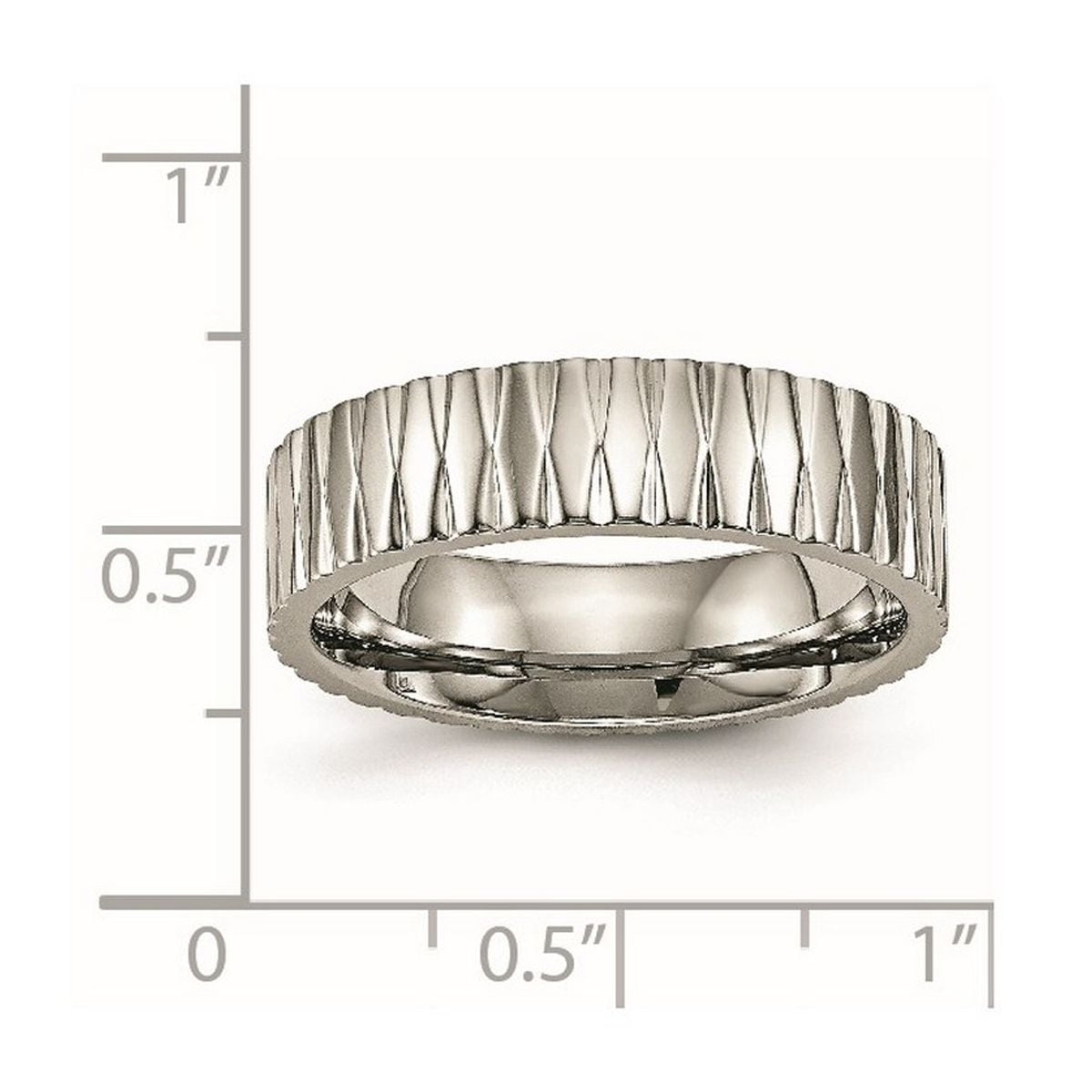 6mm Titanium Polished Textured Ring Size 7.5 Ring for Women
