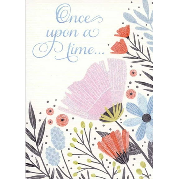 RSVP Once Upon A Time Sparkling Flowers Feminine Birthday Card for Woman : Her
