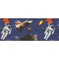 thumbnail image 2 of Outer Space Cosmonaut Station Spaceship Navy Blue Wallpaper Border Retro Design, Roll 15' x 9", 2 of 3
