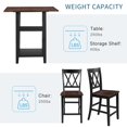 thumbnail image 5 of 5 Piece Dining Set with Double Shelf and four Chairs for Family Use, Dining Room Furniture, Black + Cherry, 5 of 7