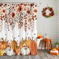 thumbnail image 2 of Thanksgiving Pumpkin Shower Curtains for Bathroom, Brown Orange Leaves Flowers Waterproof Fabric Shower Curtain for Bathroom Bathtub Decoration, Machine Washable, 36"x72", 2 of 9