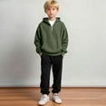 thumbnail image 3 of Cethrio Hoodies for Boy, Half-zip Casual Pullover Long Sleeve Boys Sweatshirts Army Green Size 14, 3 of 4
