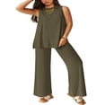 thumbnail image 2 of LYMAYTER S-2XL Women Casual Sets Solid Color Loose Suits Comfy Tank Breathable 2-Piece Vacation Outfits, 2 of 9
