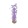 thumbnail image 2 of BLISSFUL STEP Women's Open Toe Stiletto Heeled Lace up Solid Sandals Purple 9, 2 of 7
