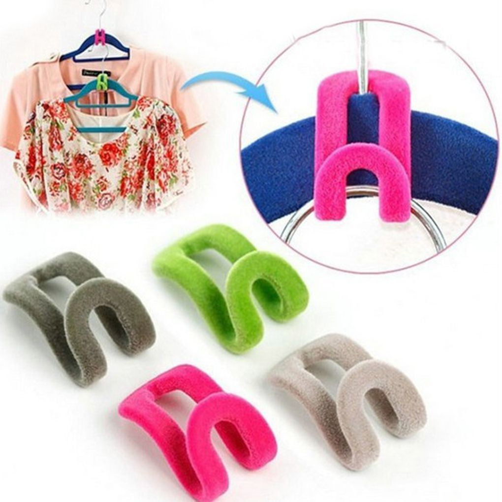 Booyoo Velvet Cascading Hanger Hooks, 10 Pack, Random Colors