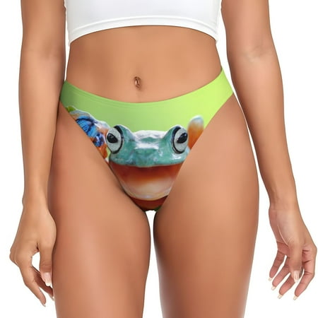 Rateoe Flying Frog On Branch Pattern Seamless Women Underwear Thongs No Show Ladies Thong No Line Breathable Comfortable Panties Undies for Women-4X-Large