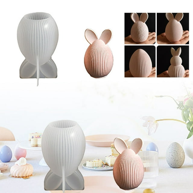 Huluwajiuyeye Face Cutouts Baking Rings Set Copper Cookie Christmas DIY Easter Striped Rabbit Plaster Ornaments Candle Striped Double Bunny Candle Silicone
