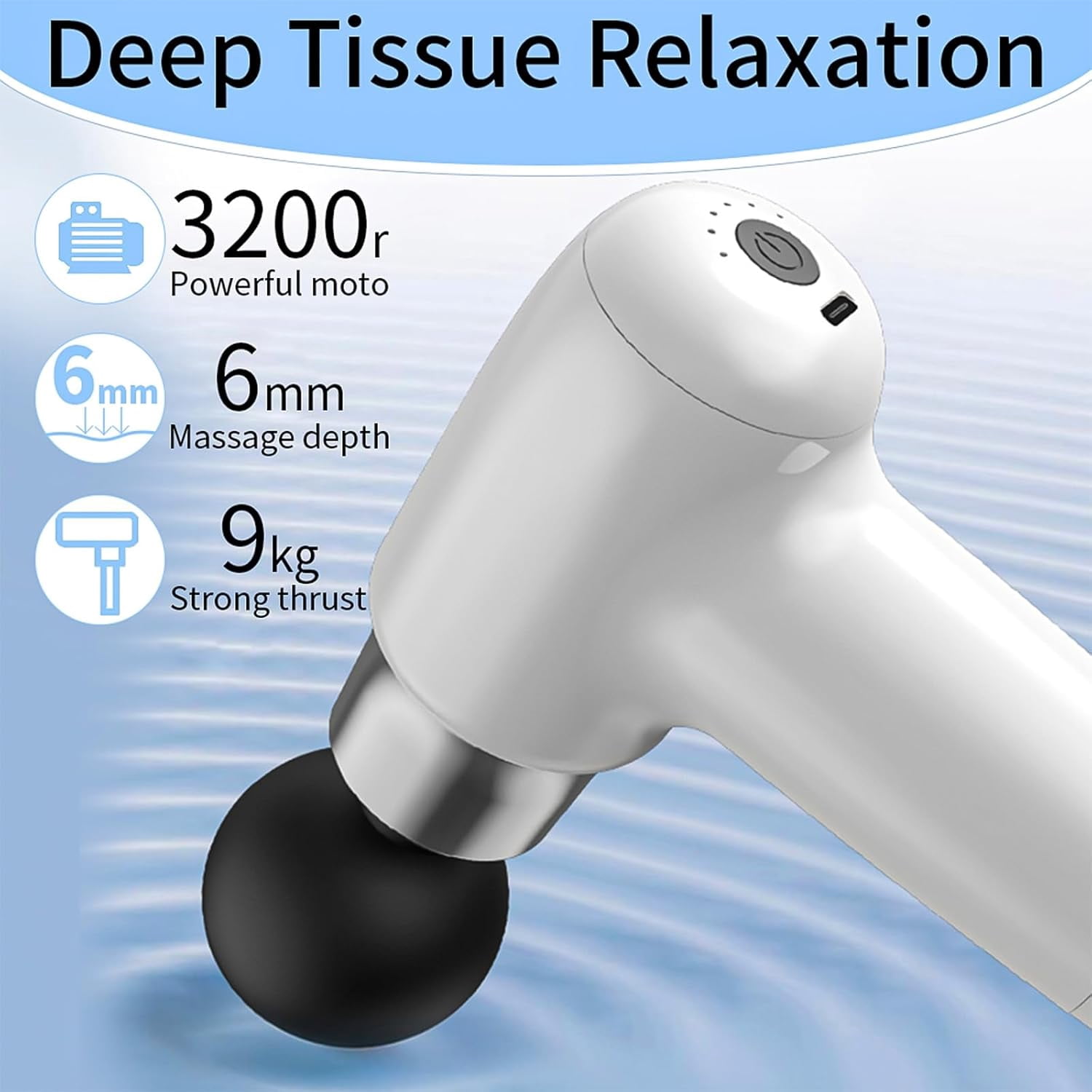 Mini Percussion Massage Gun, Portable Deep Tissue Muscle Massager with 4 Heads & 6 Speeds for Full Body Relaxation, USB-C Rechargeable