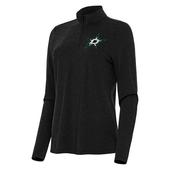 Women's Antigua  Heather Black Dallas Stars Bright Quarter-Zip Top