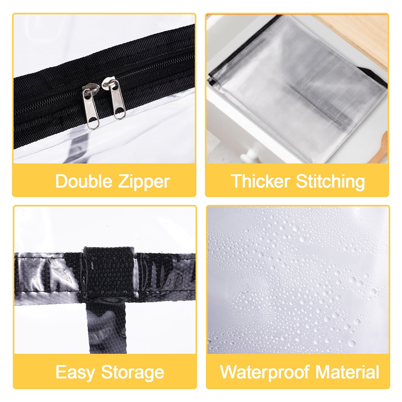 Lumikrypt 6 Pack Clear Clothes Storage Bags, 40L Blanket Storage Bag with Zipper and Handle, Foldable Closet Organizer, Moving Bags for Bedding, Clothing, Comforters