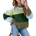 thumbnail image 2 of Women's Color Block Cropped Sweaters Winter Trendy Casual Going Out Striped Pullover Tops for Fall and Winter, Stylish and Comfortable, Perfect for Fashionable Wear,Light Green,Size M, 2 of 5