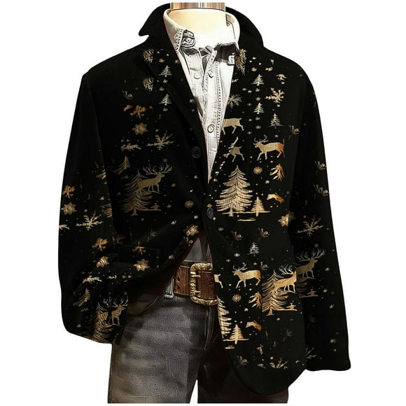 Birdeem Men's Ceremonial Party Coat, Corduroy Print, Pocket Button Design Dress Coat