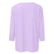 thumbnail image 4 of Camiseta básica de verano informal de color liso con cuello en V para mujer - Poliéster, manga 3/4, aberturas laterales - S-XXL, 4 of 5