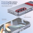 thumbnail image 4 of Clear for Samsung Galaxy Z Fold 3 Case with Kickstand, Built-in Screen Protector [Horizontal & Vertical Stand] Crystal Clear Slim Fit Anti-Yellow Scratch Resistant Shockproof Case, Red, 4 of 13
