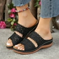 thumbnail image 4 of Viluyesy Sandals for Womens, Arch Support Hollow Floral Wide Width Beach Wedge Slippers Black, 4 of 8