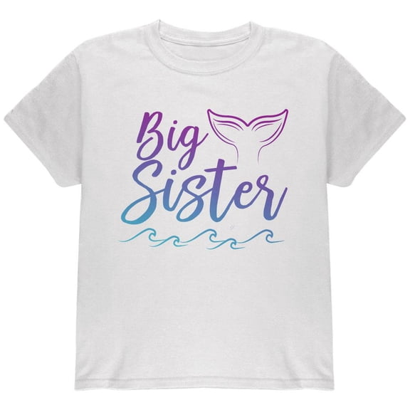 Big Sister Mermaid Tail Ocean Youth T Shirt White Youth X-SM