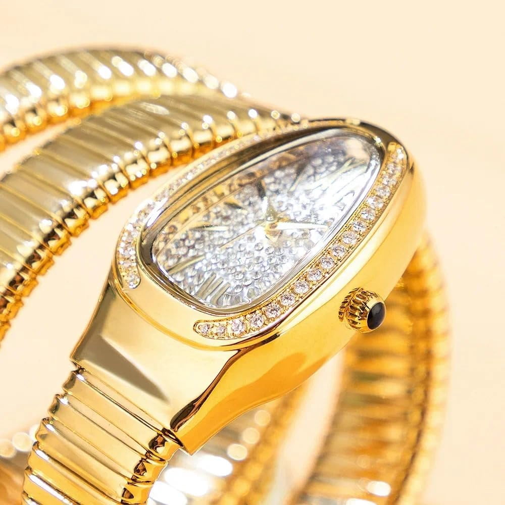 Snake Bracelet Women's Watch Gold Steel Wrapped Strap Quartz Watches Women Casual Ladies Wristwatch