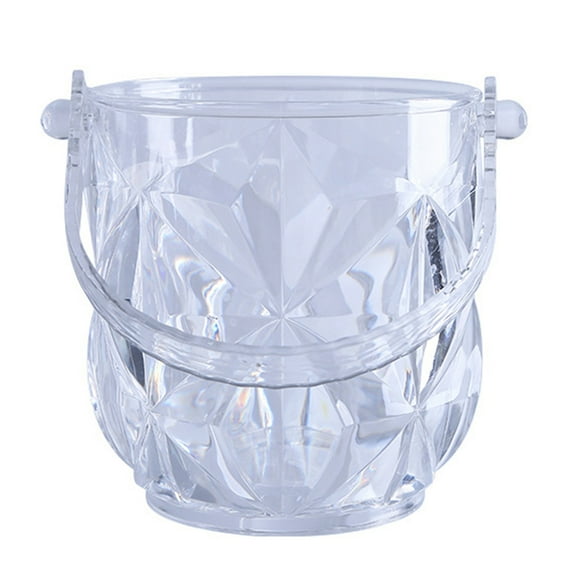 EeaseMX 1 cubo de hielo acrílico, barriles de almacenamiento de hielo, contenedor de hielo portátil, lata de hielo fría, contenedor de hielo de mano para casa, bar, karaoke (transparente)