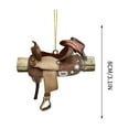 thumbnail image 3 of Western Cowboy Saddle Flat Pendant, Car Rearview Mirror and Backpack Hanging Ornament, Acrylic Decorative Charm for Holiday, Christmas and Everyday Use, 3 of 6