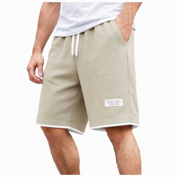 KPOPLK Men's Linerless Workout Shorts 7'' - Quick Dry for Running Sports Athletic Gym with Pockets Size XXXXXL,Beige