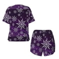 thumbnail image 5 of Qekee Snowflake Gradient Purple Women's Pajama Set Short Sleeve Sleepwear Summer Home Wear with Pockets Soft Short Sleeve Shirt - Snowflake Gradient Purple, 5 of 9