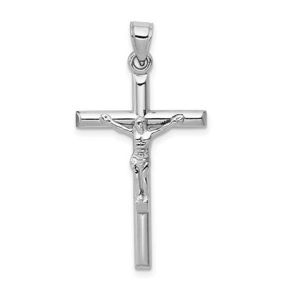 Auriga Fine Jewelry 10K White Gold Crucifix Cross Pendant for Women (L-32 mm,W-19 mm)