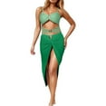 thumbnail image 1 of DGMIOCS Women's Ruched High Waisted Bikini Two Piece Bathing Suit Green M, 1 of 4